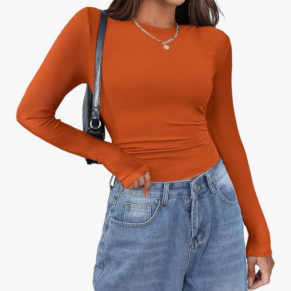 Chic Nation Orange Long Sleeve Top